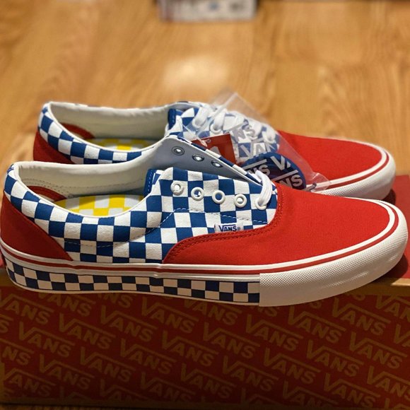Vans Other - Vans Era Pro Red, Blue & White Checkerboard Shoes